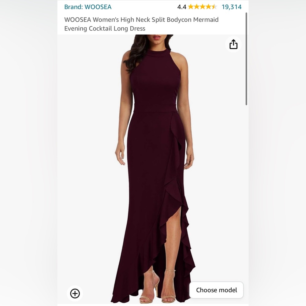 Women's High Neck Split Bodycon Mermaid Evening Cocktail Long Dress